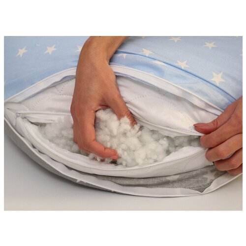 фото Бортики в кроватку body pillow, съемные чехлы 12 шт, расцветка "звезды голубо-белые"