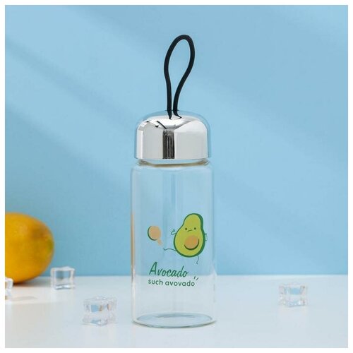 Бутылка для воды стеклянная Авокадо 380 мл h15 см рисунок микс 817₽