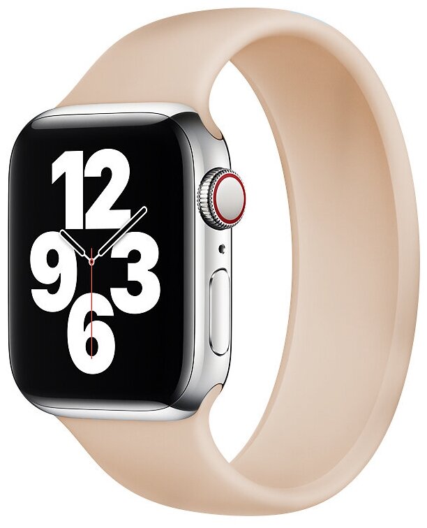 Силиконовый ремешок для Apple Watch 42-44-45 mm, Series 1-7, SE / Сменный монобраслет без застежки для смарт часов Эпл Вотч 42-45 мм, M (Pink Sand)