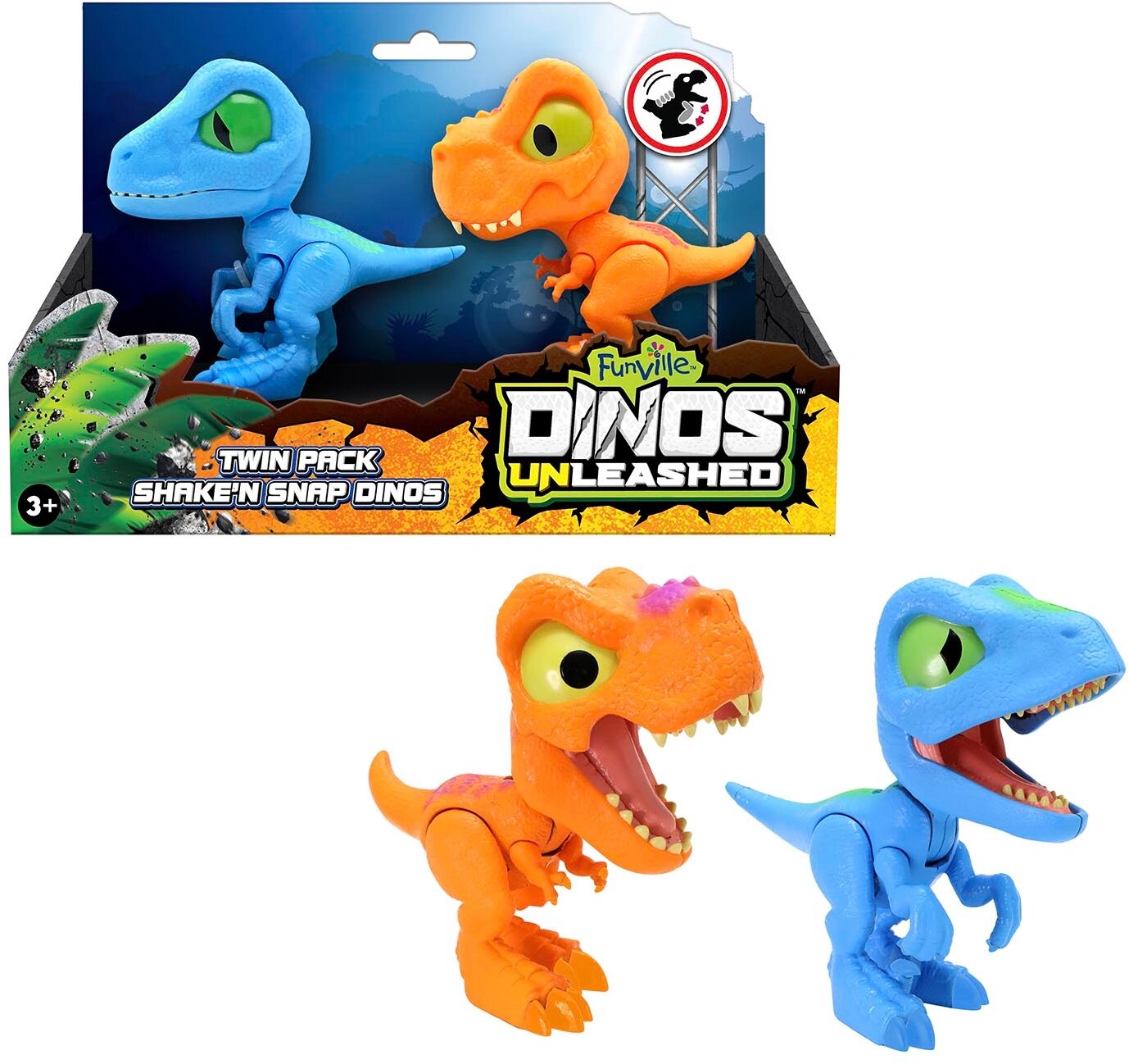 Фигурки Funville Dinos Unleashed Shake'n Snap Dinos, 2 шт.