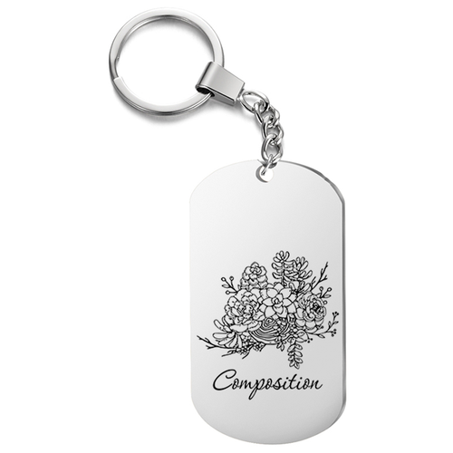 фото Брелок на ключи односторонний, с гравировкой composition ,композиция суккуленты подарок со смыслом