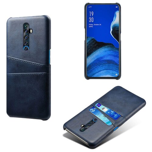 фото Чехол панель-накладка mypads для oppo reno 2z из качественной импортной кожи с визитницей с отделением для банковских карт мужской женский синий