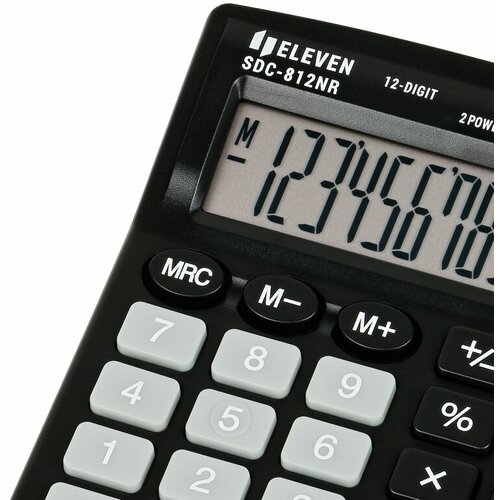 Калькулятор настольный Eleven SDC-812NR, 12 разрядов, двойное питание, 127×105×21мм, черный