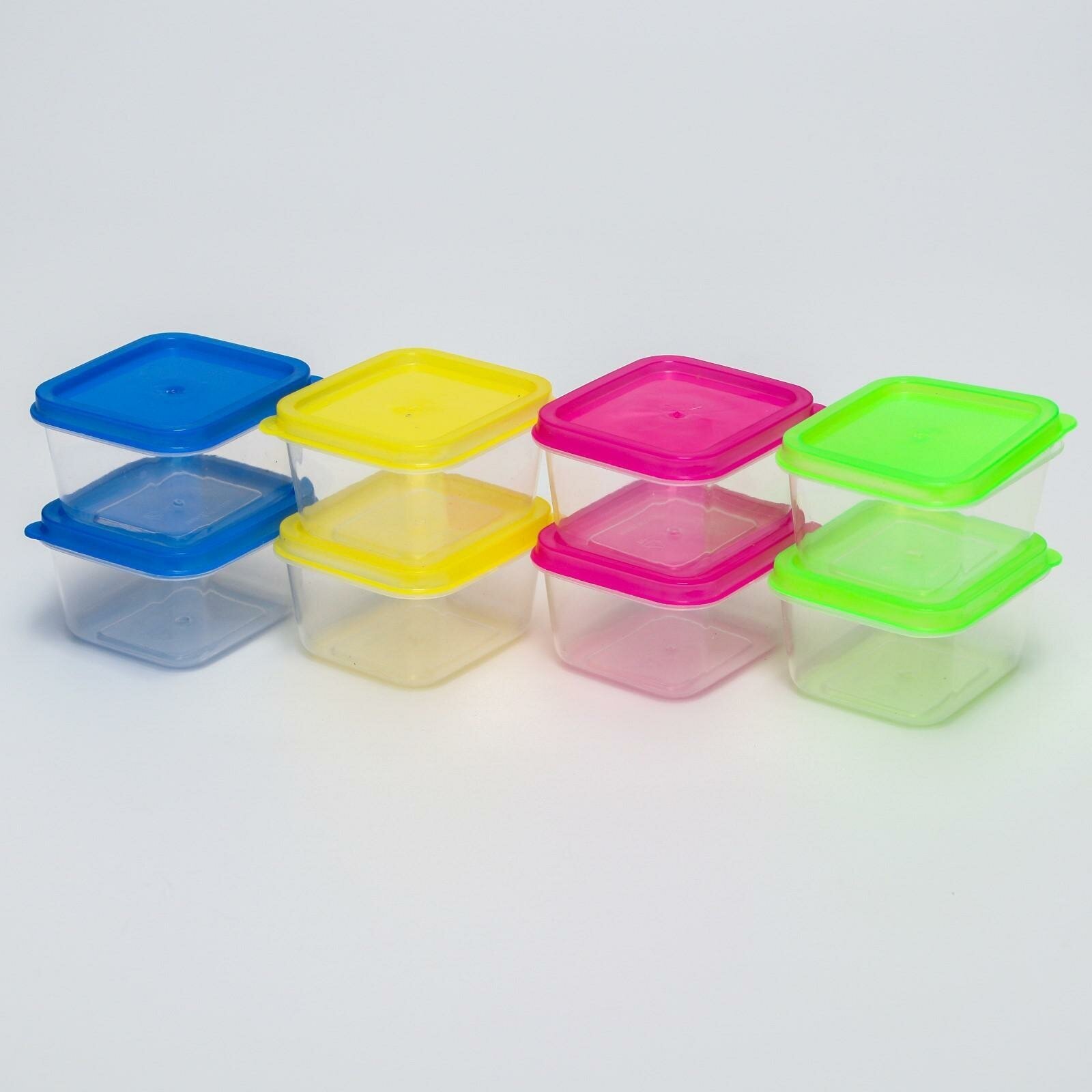 Набор контейнеров пищевых с крышками, для хранения детского питания, 8 шт, цвета микс - фотография № 3