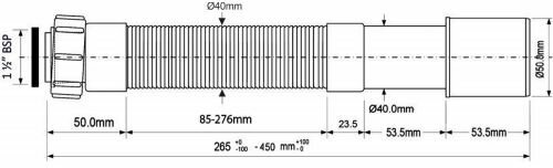 Гофра для сифона McAlpine раздвижная 40 мм L250-450 мм (MRMF6-045) - фотография № 2