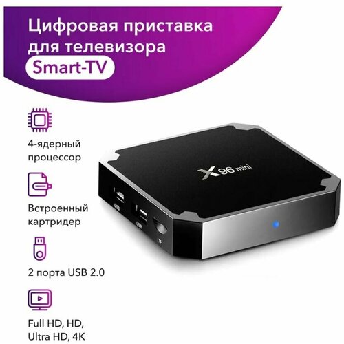 Smart TV Box X96 mini (RAM1/ROM8Гб) 4K (черный)