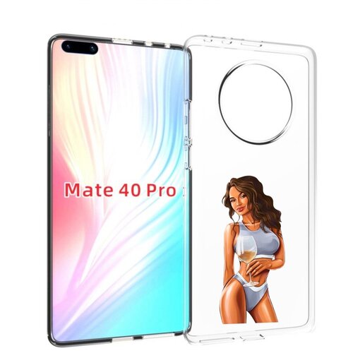 Чехол MyPads девушка-в-сером-купальнике- женский для Huawei Mate 40 Pro (NOH-NX9) задняя-панель-накладка-бампер
