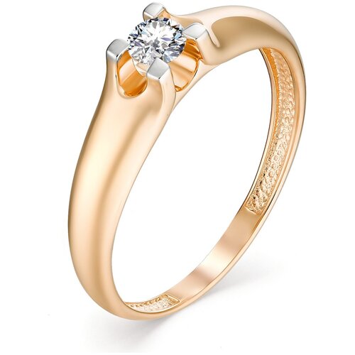 фото Алькор кольцо с 1 бриллиантом из красного золота 12961-100, размер 15.5
