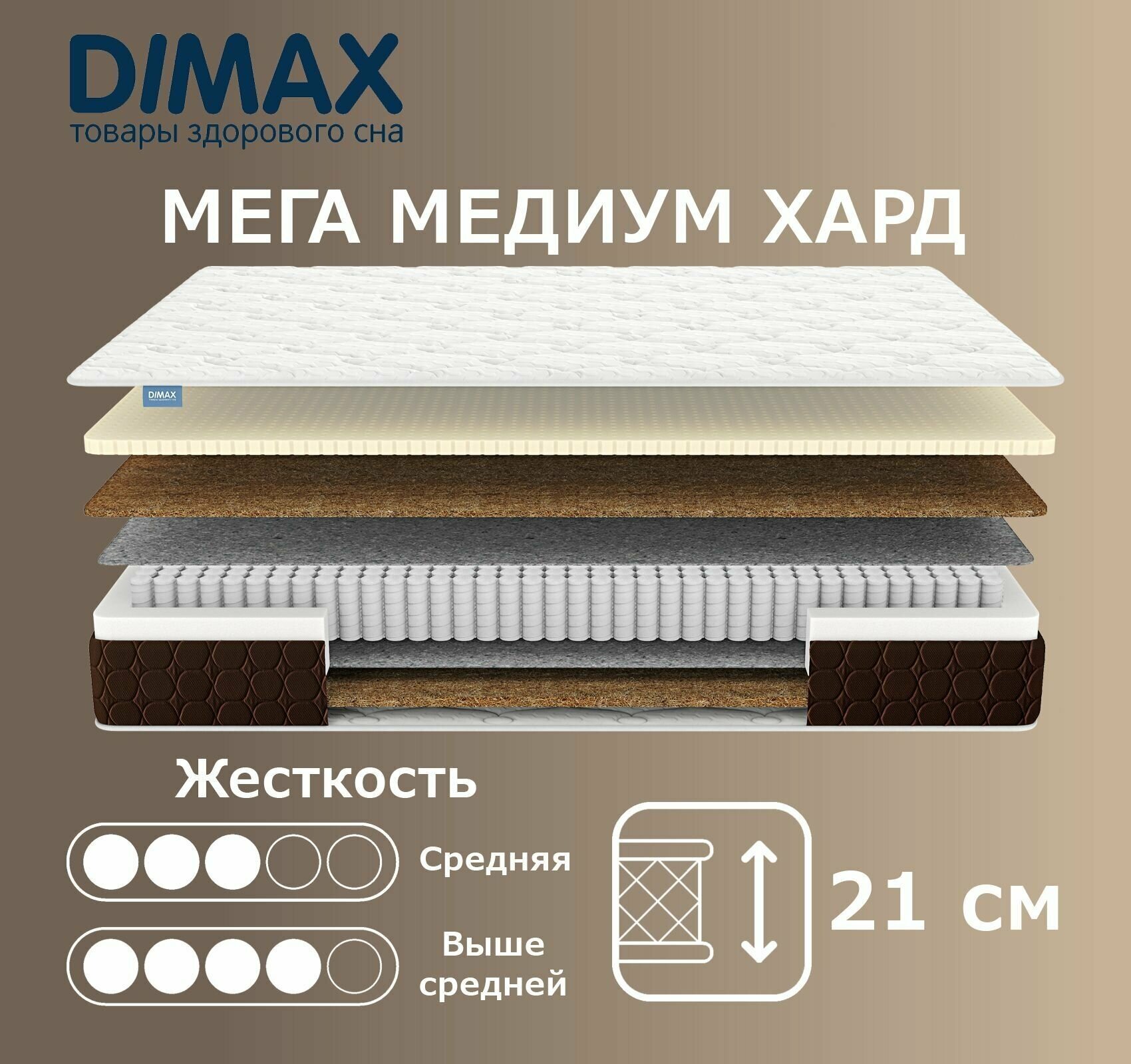 Матрас Dimax Мега Медиум Хард 60х120 см