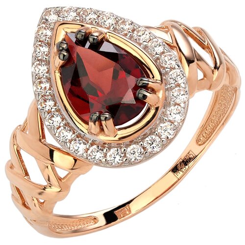 фото Эстет золотое кольцо с гранатом, фианитами 01к3112176р-3, размер 18.5