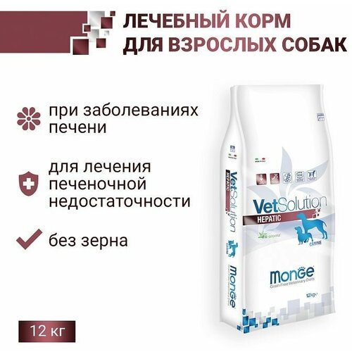 Ветеринарная диета Monge VetSolution Dog Hepatic Гепатик для собак при заболеваниях печени 12 кг корм для собак royal canin hepatic при хронической печеночной недостаточности 1 5 кг