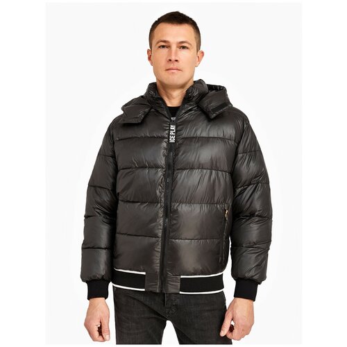 Куртка Ice Play, размер 50, черный куртка стеганая средней длины на молнии с капюшоном l черный