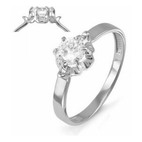 фото Серебряное кольцо кюз del'ta dс114486 с фианитом, размер 17 diamant-online
