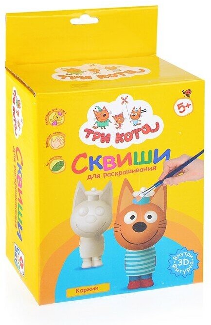 Три Кота Набор для раскрашивания сквиши "Коржик" в коробке с европодвесом - фото №5