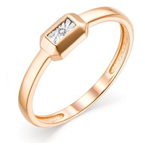 фото Алькор кольцо с 1 бриллиантом из красного золота 13526-100, размер 17