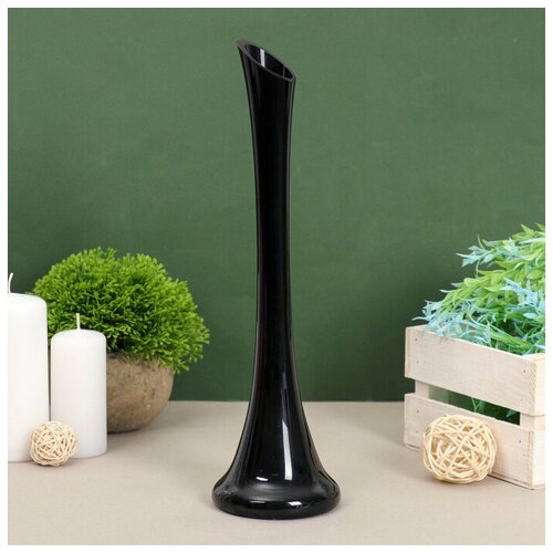 Ваза Пять вечеров чёрная глянцевая фристайл d-25см 30х9см 015л 1023₽