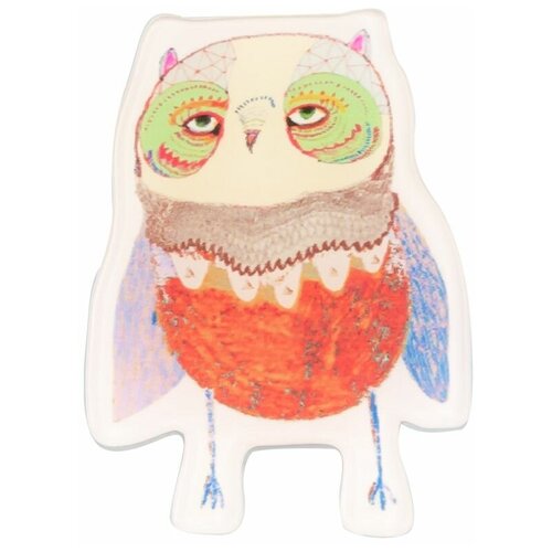 фото Значок бижутерный сова (замок-булавка, разноцветный) 51597 otokodesign