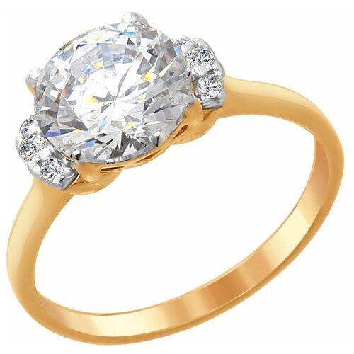 фото Sokolov кольцо из золочёного серебра с фианитами 89010088, размер 17.5