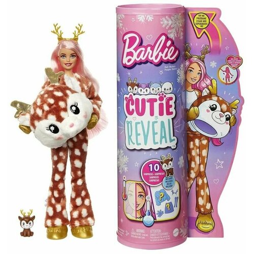 Кукла Барби Barbie Cutie Reveal Winter Wonderland Fawn HJL61 в костюме оленя