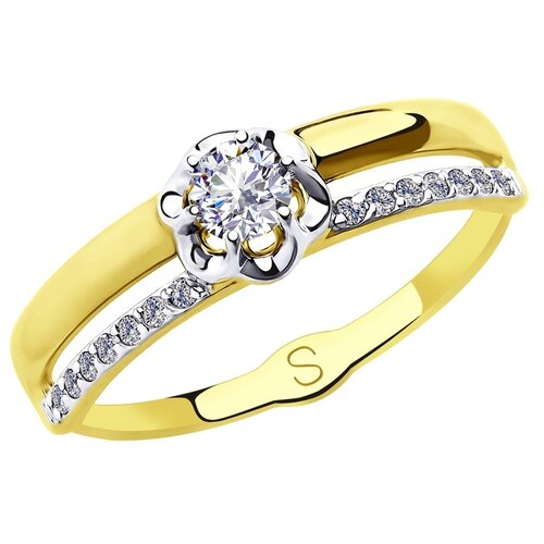 фото Sokolov кольцо из желтого золота с фианитами 018171-2, размер 16.5