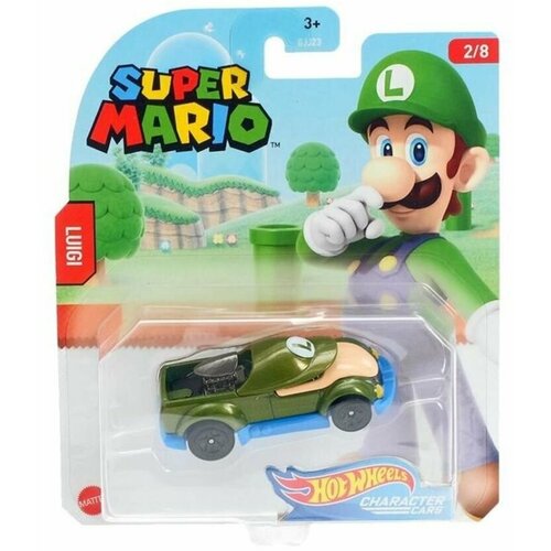 Машинка Hot Wheels тематическая коллекционная оригинал SUPER MARIO LUIGI зеленый GPC13 модель коллекционная hot wheels lamborghini reventon roadster зеленый