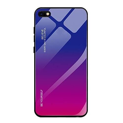 фото Чехол-бампер mypads для oppo a5 / oppo a3s стеклянный из закаленного стекла с эффектом градиент зеркальный блестящий переливающийся фиолетовый