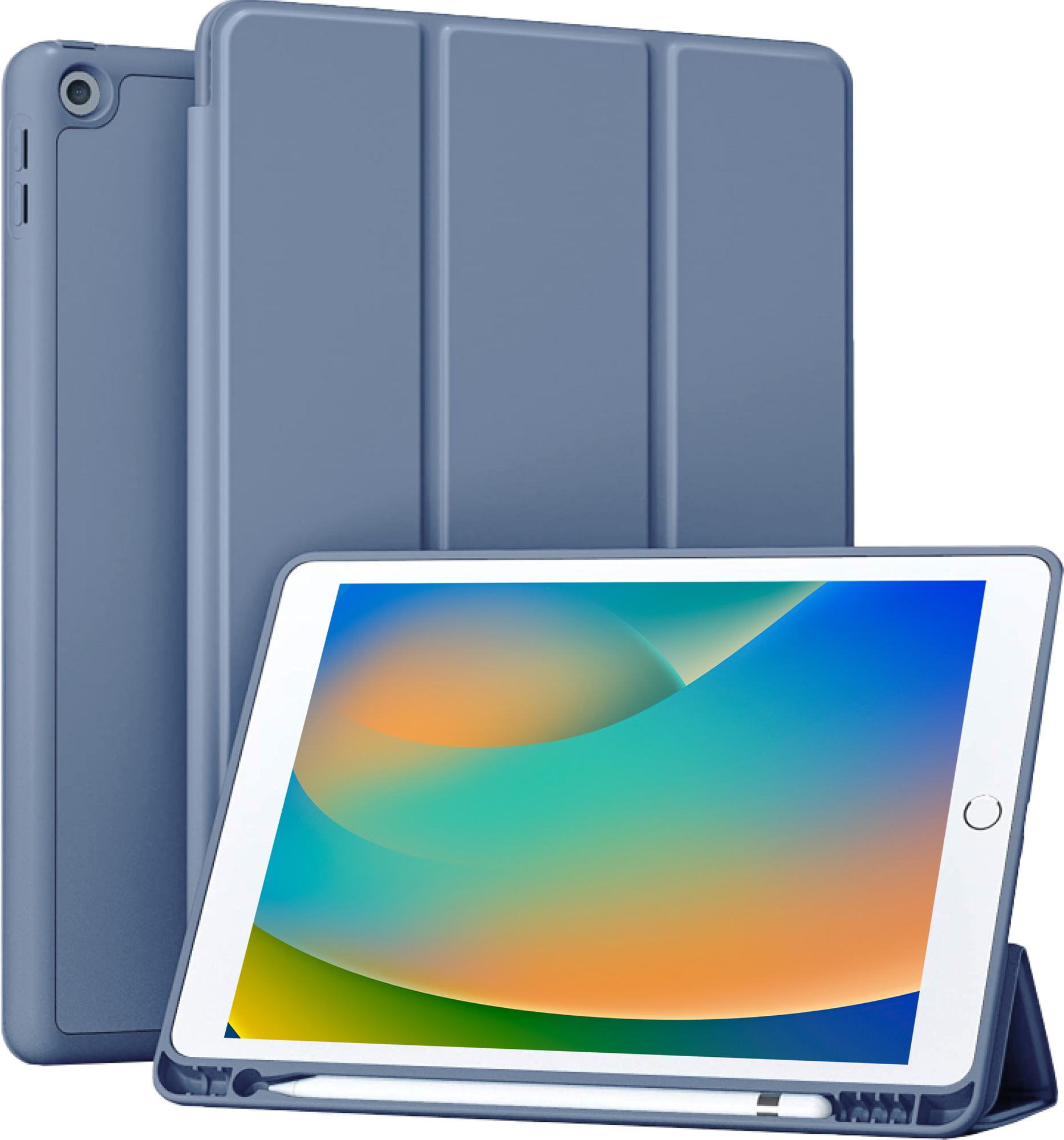 Чехол книжка CCCASE для Apple iPad 7 10.2 (2019) / iPad 8 10.2 (2020) / iPad 9 10.2 (2021) с отделением для стилуса, цвет: серо-синий