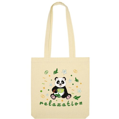 чай зеленая панда загадка тибета черный 100 г Сумка шоппер Us Basic, бежевый