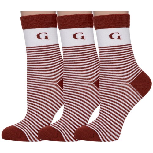 фото Комплект из 3 пар женских бамбуковых носков grinston socks (pingons) бордовые, размер 23