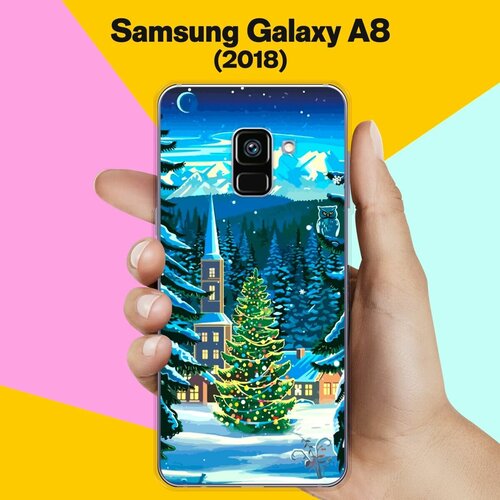 Силиконовый чехол на Samsung Galaxy A8 (2018) Елка / для Самсунг Галакси А8 2018 жидкий чехол с блестками дед мороз с елочкой на samsung galaxy a8 самсунг галакси а8 плюс 2018