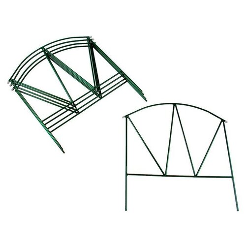 Ограждение декоративное, 65 × 325 см, 5 секций, металл, зелёное, «Арена»