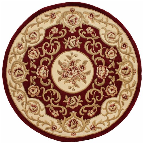 Ковер на пол 2,4 на 2,4 м в спальню, гостиную, красный Tibetan Carpet ZY0477MA-red/beige/pink круглый