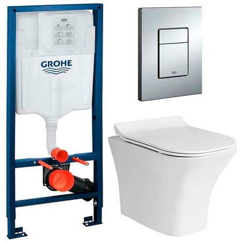 Инсталляция Grohe Rapid SL 38772001 + унитаз Cerutti 2615E безободковый с сиденьем накладная панель grohe skate cosmopolitan 38913xm0