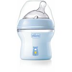 Бутылочка Chicco Natural Feeling,0мес, силиконовая соска с наклоном и флексорами,150мл, голубая NEW - изображение