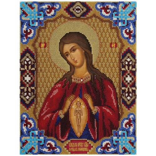 PANNA Набор для вышивания бисером Икона Божией Матери В родах Помощница (CM-1469), разноцветный, 31 х 24 см