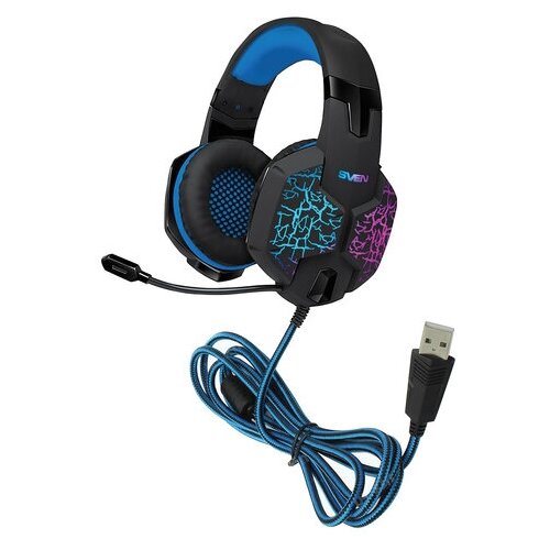 Наушники с микрофоном гарнитура SVEN AP-U980MV проводные 22 м объемный звук 71 черно-синие SV-015633 4336₽