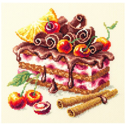 чудесная игла набор для вышивания 120 072 вишневый торт Чудесная Игла Набор для вышивания Вишнёвый торт (120-072), разноцветный, 17 х 17 см