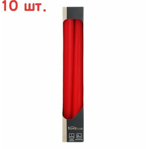Свеча столовая красная 24 см, 2 шт (10 шт.)