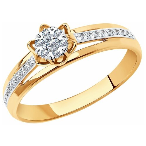 Кольцо SOKOLOV, красное золото, 585 проба, бриллиант, размер 18.5 кольцо c бриллиантами в форме спирали sokolov
