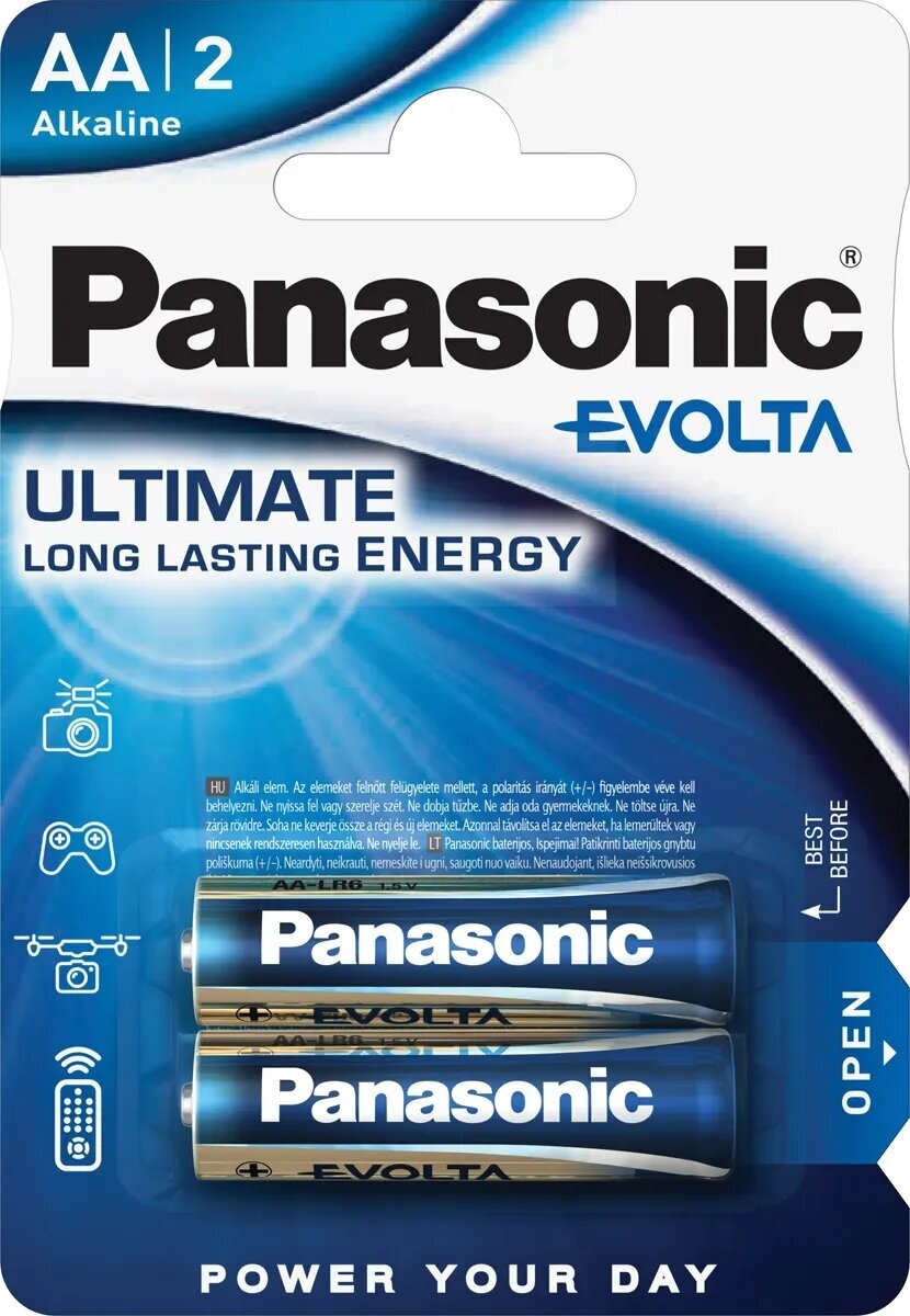 Батарейки Panasonic LR6EGE/2BP AA щелочные Evolta в блистере 2шт