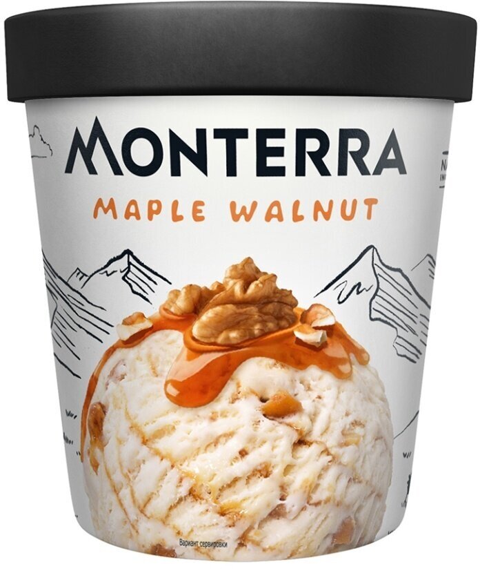 Бзмж Мороженое MONTERRA Maple Walnut пломбир с кленовым сиропом и кусочками карамелизованных грецких орехов 12% 298г