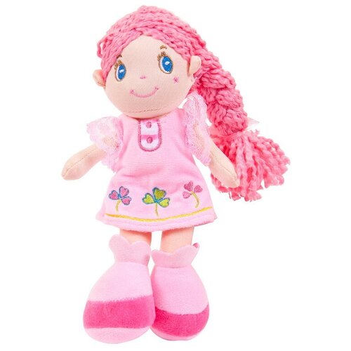 фото Кукла abtoys мягкое сердце, с розовой косой в розовом платье, мягконабивная, 20 см