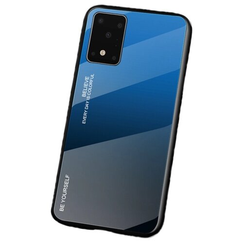 фото Чехол-бампер mypads для samsung galaxy a71 sm-a715f (2020) стеклянный из закаленного стекла с эффектом градиент зеркальный блестящий переливающийся синий