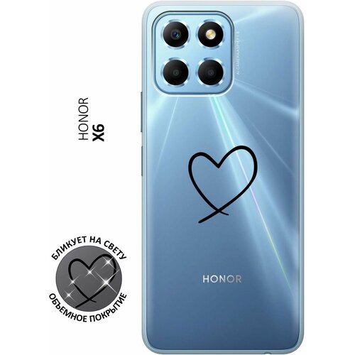 Силиконовый чехол с принтом Heart для Honor X6 / X8 5G / Хонор Х6 / Х8 5Г силиконовый чехол на honor x6 x8 5g хонор х6 х8 5г silky touch premium с принтом floral unicorn розовый