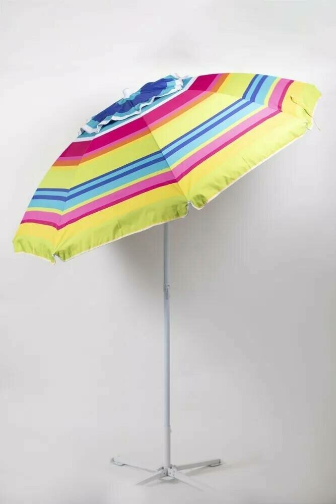 Зонт пляжный, солнцезащитный 2.0 м , 8 спиц метал бел. ткань-оксфорд с серебром внутри. С клапаном и наклоном. - фотография № 2