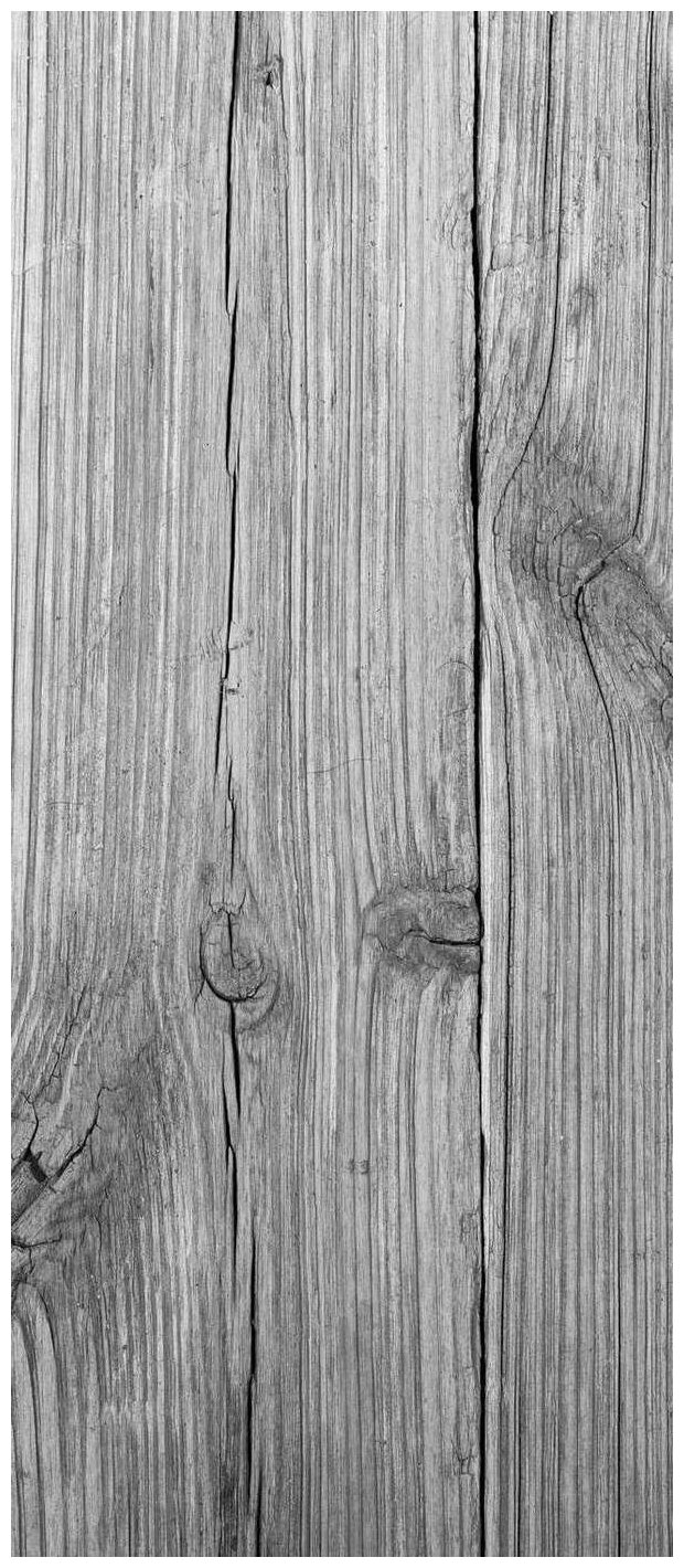 Самоклеящиеся фотообои "Деревянная дверь", размер: 90x210 см, эффект: черно-белый, отраженный