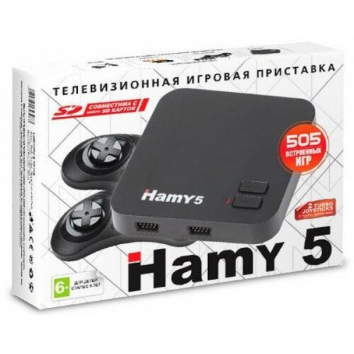 Игровая приставка 8 bit + 16 bit Hamy 5 (505 в 1) + 505 встроенных игр + 2 геймпада + USB кабель (Классическая Черная) игровая приставка 8 bit n f s 99999 в 1 15 встроенных игр 2 геймпада черная