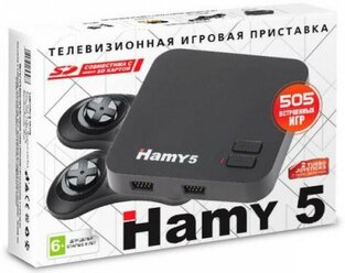 Игровая приставка 8 bit + 16 bit Hamy 5 (505 в 1) + 505 встроенных игр + 2 геймпада + USB кабель (Классическая Черная)