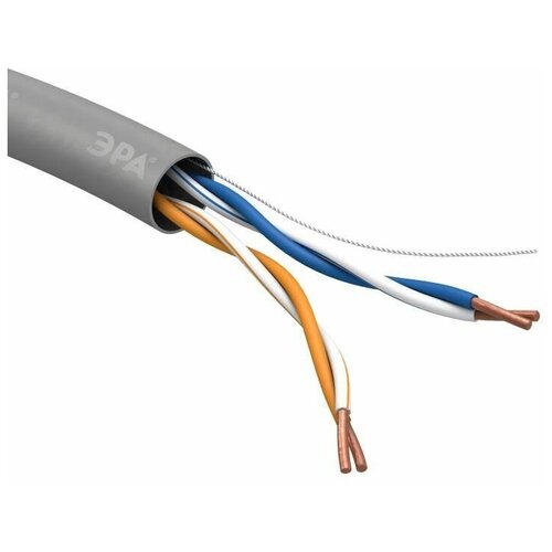 Кабель витая пара U/UTP кат.5E 2х2х24AWG solid CU PVC сер. (м) Эра Б0044428