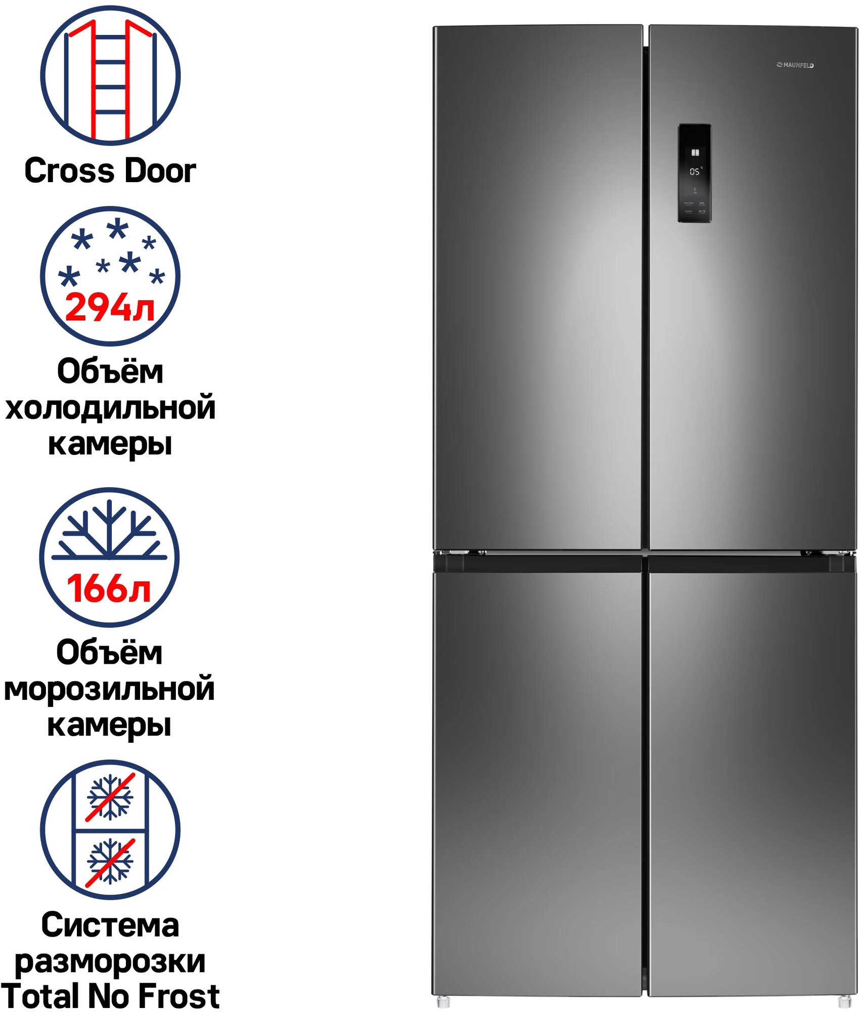 Холодильник трехкамерный Maunfeld MFF181NFSB - фотография № 1